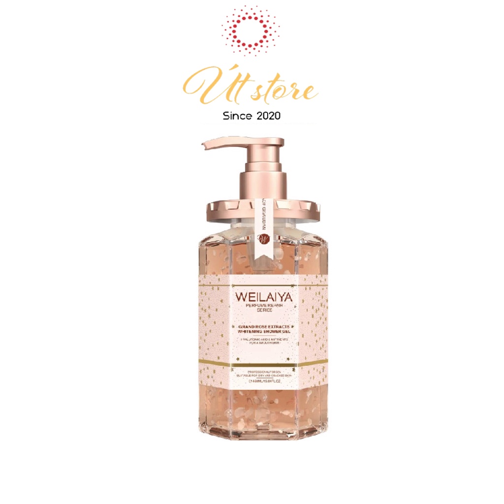 Sữa tắm Weilaiya trắng da,dưỡng ẩm cánh hoa hồng Damask 450ml