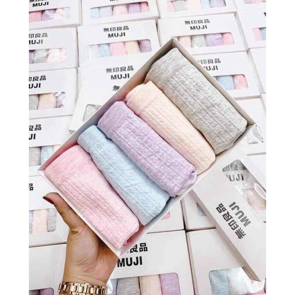 Hộp 5 Quần Lót Nữ Muji💖𝑭𝑹𝑬𝑬𝑺𝑯𝑰𝑷💖Quần Lót Xuất Nhật -Quần Xì Cotton Co Giãn 4 Chiều QLCT02