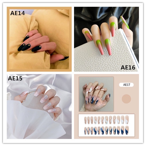 Set 24 Móng Tay Giả 3D Thời Trang retro Cho Nữ