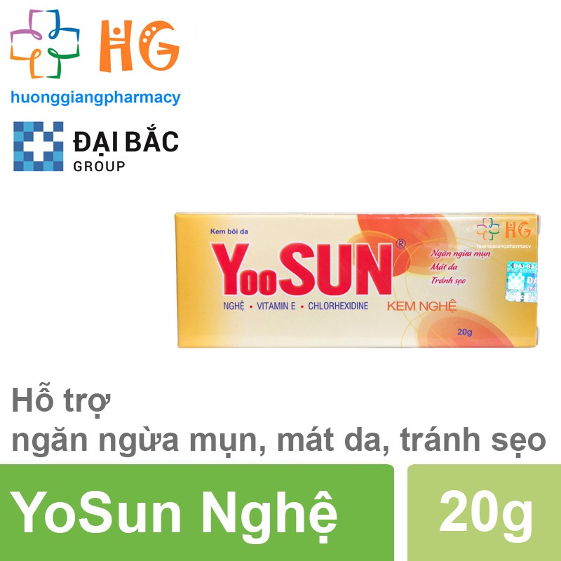 Yoosun Nghệ - Giúp làm mờ vết sẹo vết thâm do mụn, ngăn ngừa mụn. Làm thơm, làm mát và dưỡng da mềm và mịn da (Tuyb 20g)