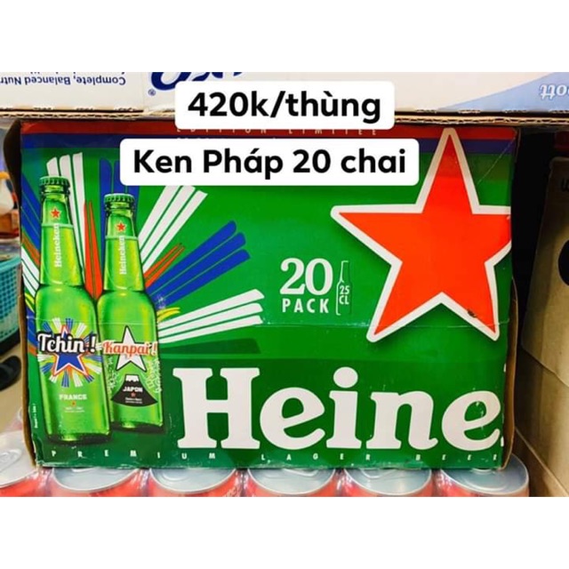 thùng 20 chai bia HEINEKEN Pháp [date 04/2020]