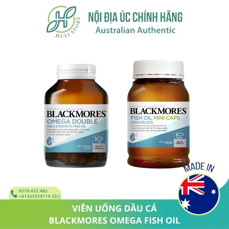 Dầu cá Blackmores Fish Oil ( Odourless, Double Omega, Original, Mini Cap ) 1000 mg 90 200 400 viên