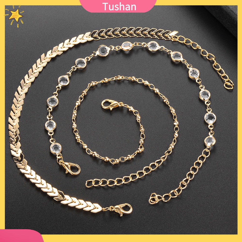 Bộ 3 vòng kim loại đeo cổ chân thiết kế độc đáo