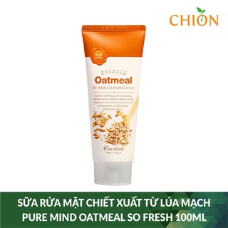 Sữa rửa mặt sáng da, mờ thâm chiết xuất từ lúa mạch - PURE MIND Oatmeal So Fresh 100ml - Hàn Quốc Chính Hãng