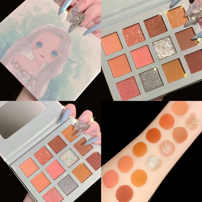[Hàng mới về] Bảng phấn mắt 12 màu lì/nhũ ngọc trai phong cách học sinh | BigBuy360 - bigbuy360.vn