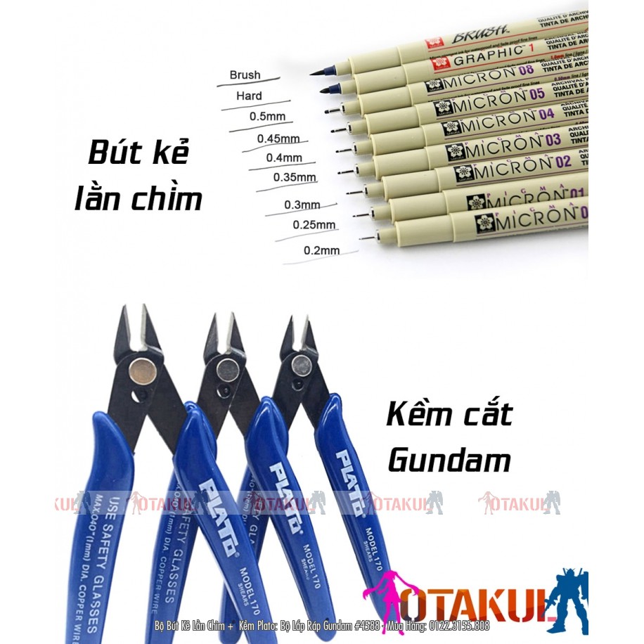 Bộ 1 Bút Kẻ Lằn Chìm + 1 Kềm Plato sử dụng cho Ráp Gundam hoặc ráp mô hình kỹ thuật