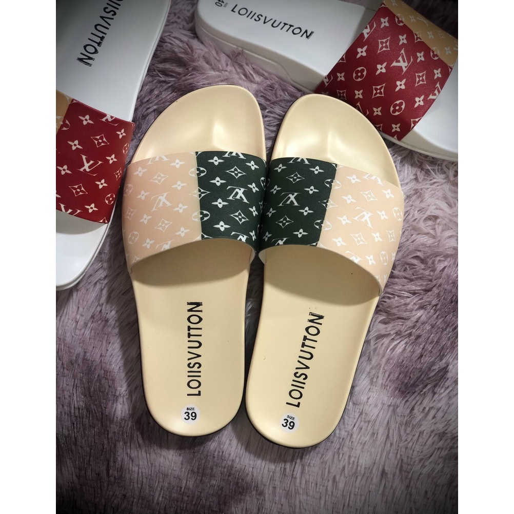 Dép Quai Ngang LV Da PU Nam, Nữ, Unisex Quai Họa Tiết Thiết Kế Thời Trang,Cao Cấp, Êm Chân, Chất Lượng