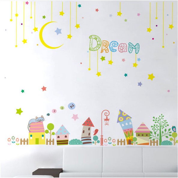 Decal trang trí tường - Thành Phố Sắc Màu DREAM cho Bé