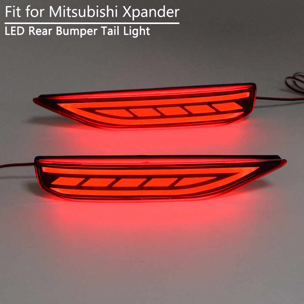 For Mitsubishi Xpander 2017-2019 LED Reflector Rear Bumper Tail Light Driving Tail Lamp w/ Stop Brake Signal Red Lens #B