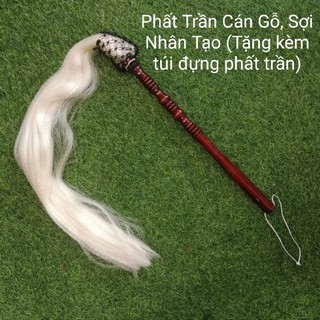 [Có Sẵn] Phất Trần Cán Gỗ Cây Phất Trần Cán Gỗ Sợi Nhân Tạo Phất Trần Gia Tiên