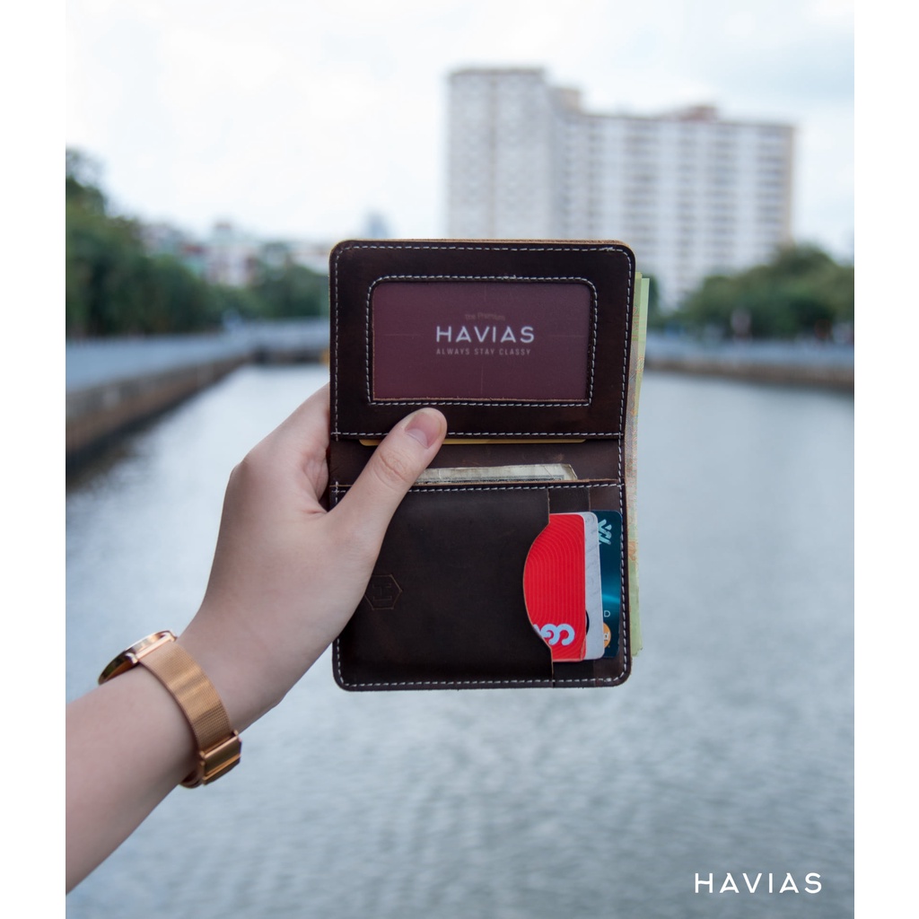 Ví da Mini HAVIAS VAMI Handcrafted Wallet - Nâu Đen