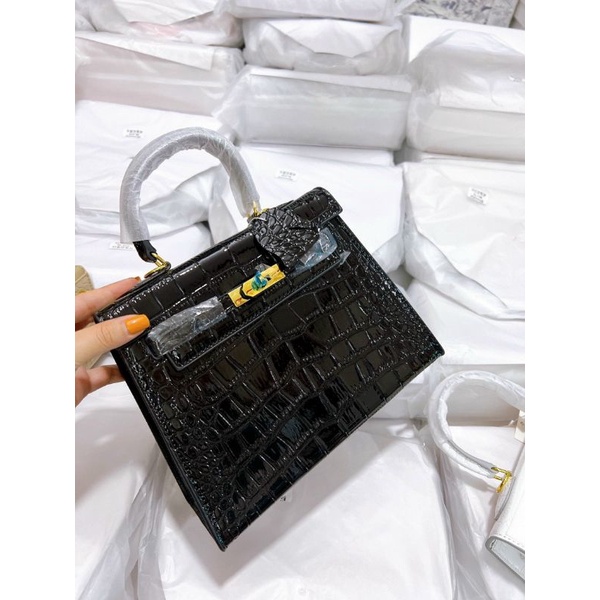 TÚI HM KELLY CHẤT DA SẤU  SUPER SZ 25