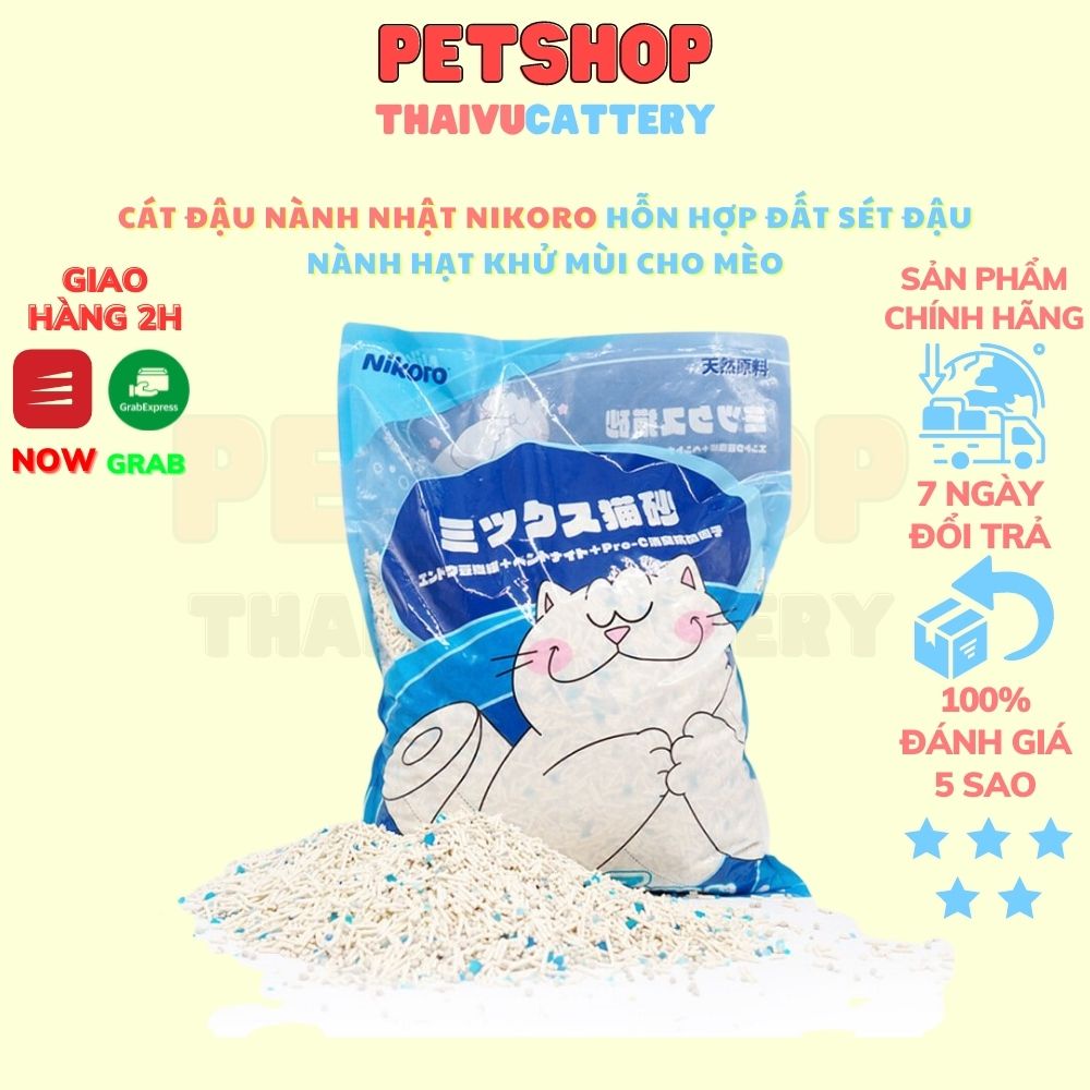 Cát Đậu Nành Nhật Nikoro Hỗn Hợp Đất Sét Đậu Nành Hạt Khử Mùi Cho Mèo