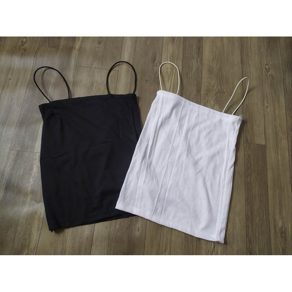Áo 2 dây sợi bún thun gân đẹp 100% cotton, áo kiểu nữ croptop hai màu đen trắng - RB01