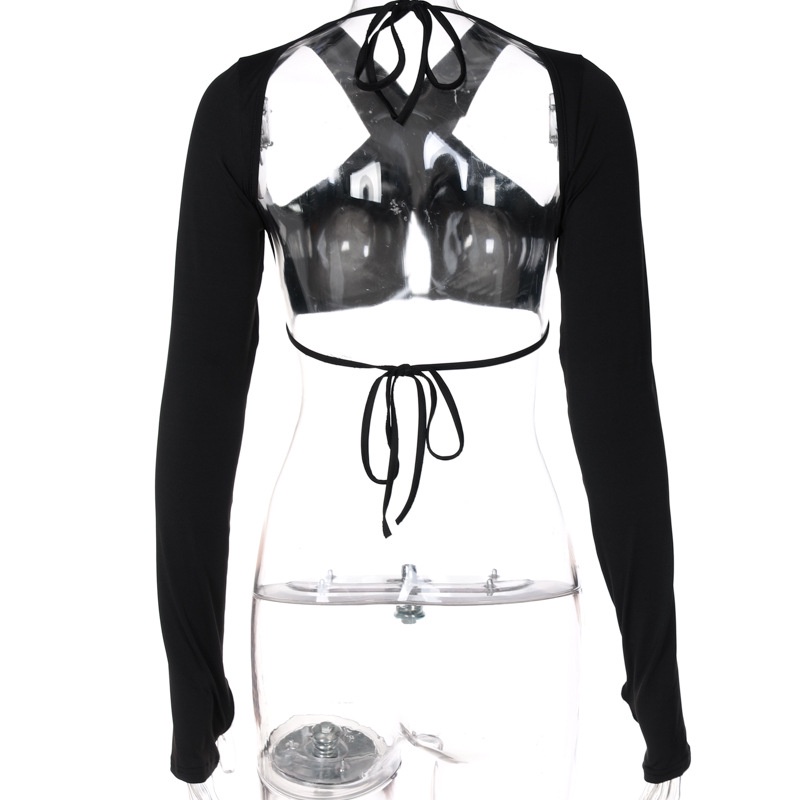 Áo Thun Tay Dài Thiết Kế Hở Lưng Quyến Rũ