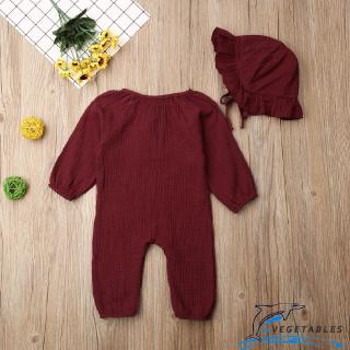 Áo tay dài liền quần + nón phong cách Thu Đông xinh xắn cho bé