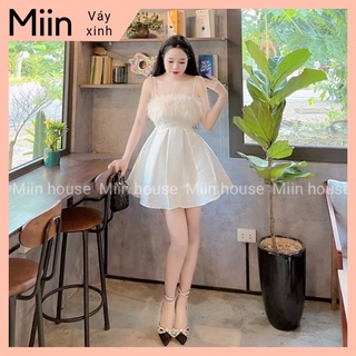 Váy 2 dây ngọc tapta phối lông