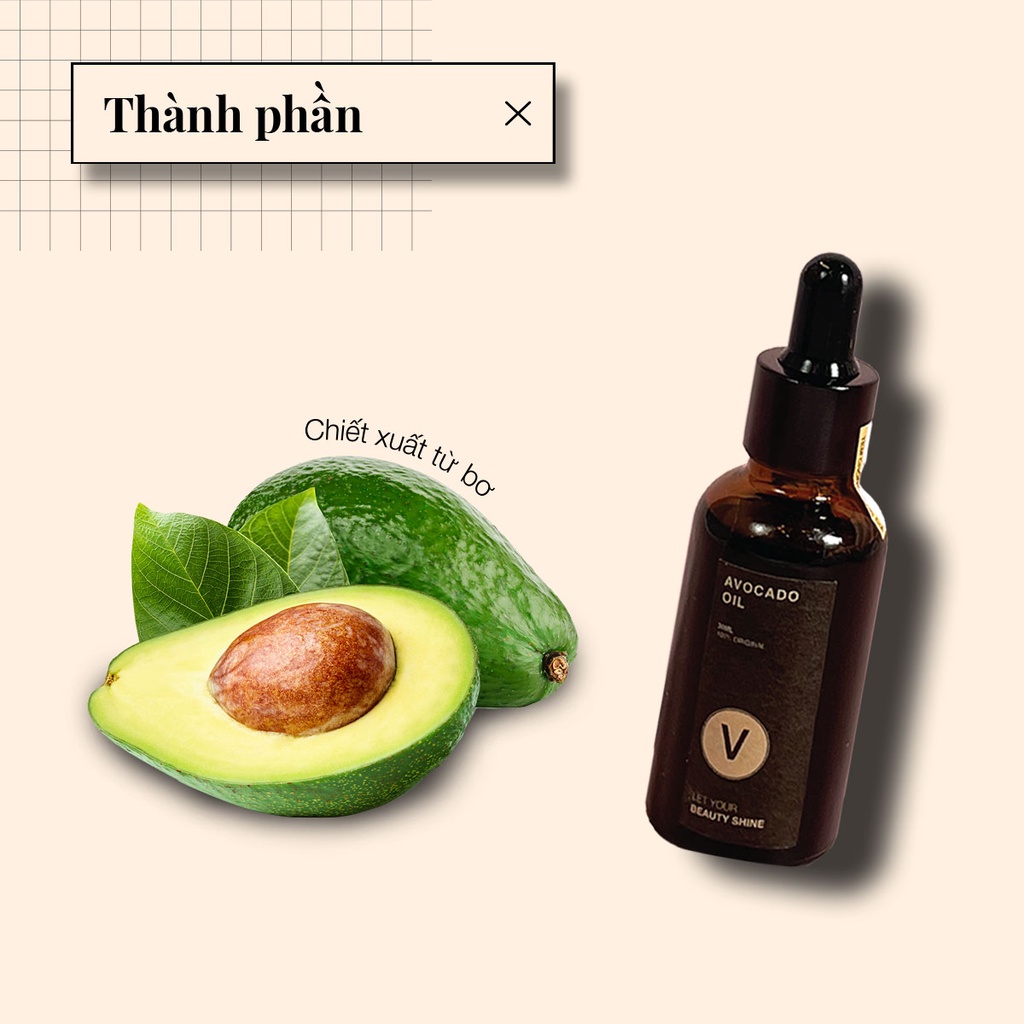 Dầu Bơ Làm Bóng Mềm Dưỡng Ẩm Da Tóc, Dưỡng Da Mịn Màng  Avocado Oil 30ml VyvyHaircare