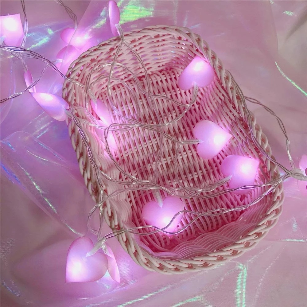Dây đèn LED trang trí hình trái tim bằng cotton dài 1.5m