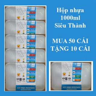 50 cái hộp + nắp hộp chữ nhật microwave 1000ml đựng Thực Phẩm / Thức Ăn / Kim Chi / Chân Gà
