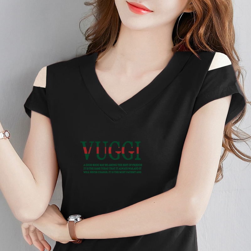 Áo thun cotton ngắn tay cổ chữ V plus size cho phụ nữ trung niên