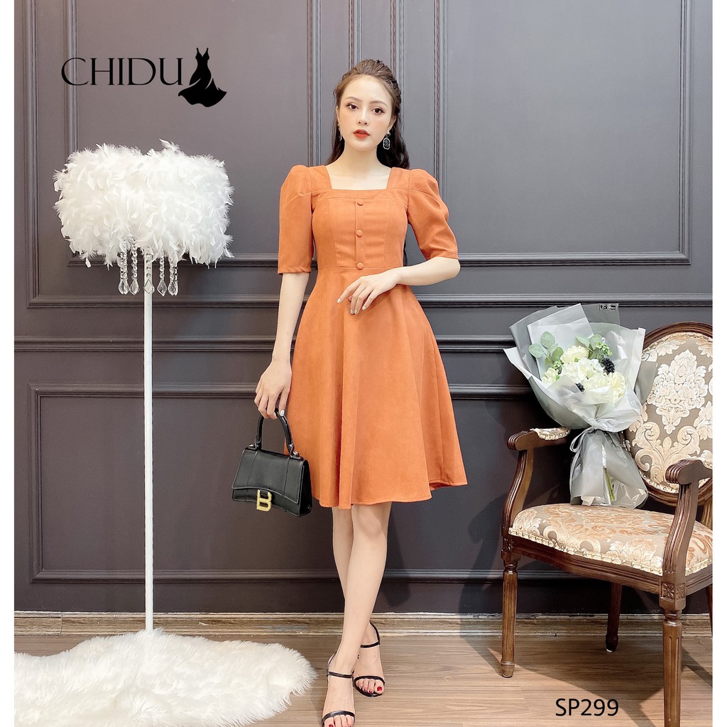 CHIDU váy công sở cổ vuông tay lỡ- SP299 | BigBuy360 - bigbuy360.vn