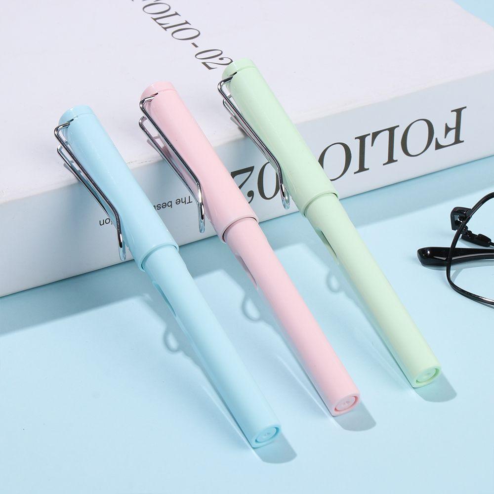 PISTA Bút Máy Kẹp Chữ Ký Thư Pháp Bằng Kim Loại Trơn Mịn Màu Macaron Mới