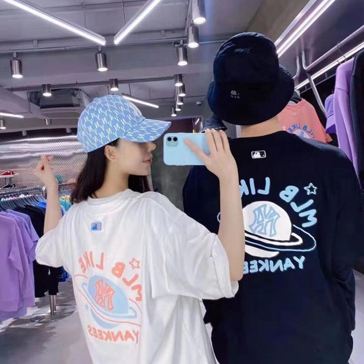 Áo thun NY ⛔ MLB Like ⛔ unisex nam nữ in hình Logo In nổi cá tính the.laz