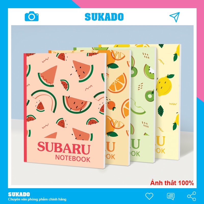 Tập vở học sinh 100 200 trang 4 ô ly Subasu trái cây dày 82gsm SUKADO