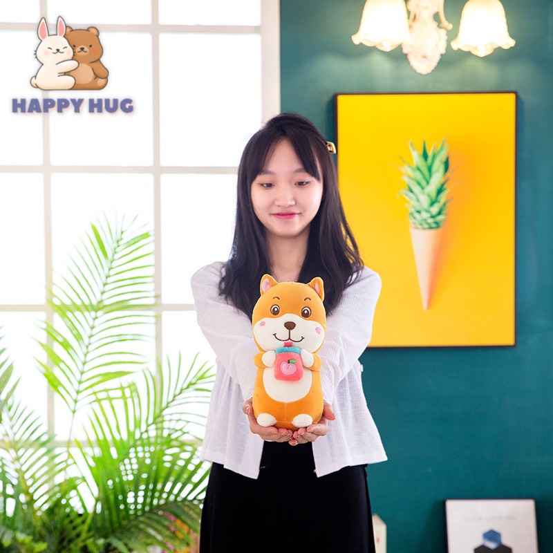 Gấu Bông Sóc bông ôm quả đáng yêu Size 25 cm nhồi gòn cao cấp - Happy Hug