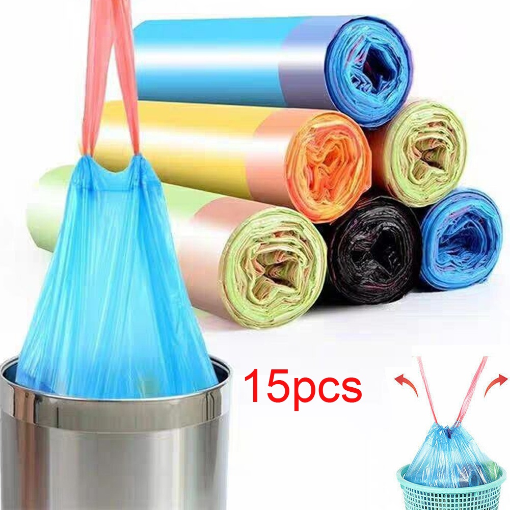 Túi Đựng Rác Tự Phân Huỷ Có Dây Rút - 45x50 cm - 15 túi/cuộn - Tiện Dụng Sạch Sẽ Thông Minh 1332 THẾ GIỚI TIỆN ÍCH