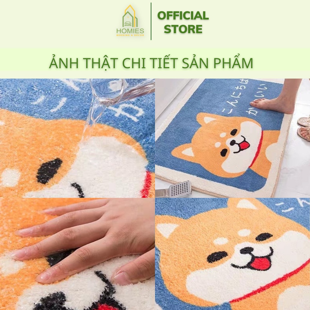 Thảm lau chân, thảm chùi chân lông cừu đế cao su chống trơn trượt, siêu thấm cao cấp - 40cm x 60cm