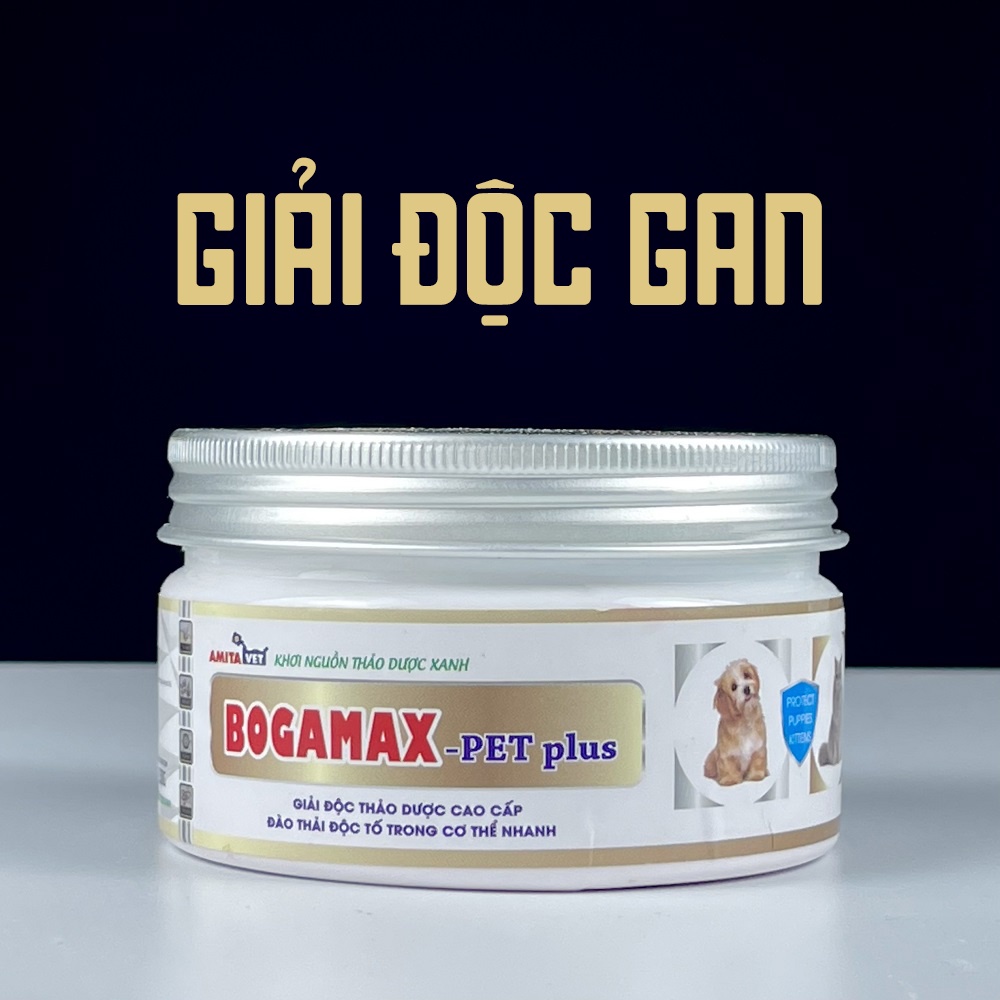 Giải độc gan mát gan chó mèo BOGAMAX PET-Plus 150g Từ AMITAVET giúp chăm sóc thú cưng khỏe mạnh giảm mụn nhọt mẩn ngứa