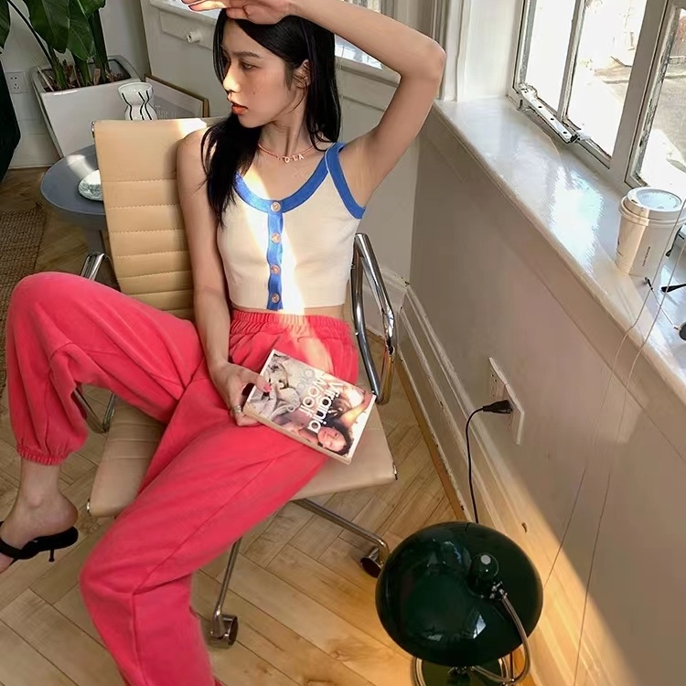 SUXI Áo Dệt Kim Không Tay Dáng Ôm Thời Trang Mùa Hè Giản Dị Quyến Rũ Dành Cho Nữ