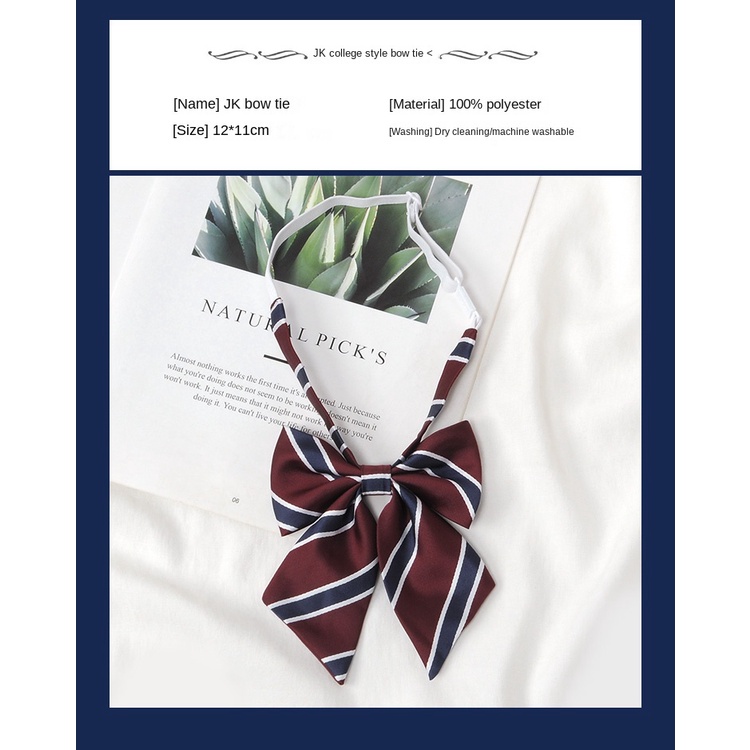 Cà Vạt Nơ Họa Tiết Kẻ Sọc Đỏ Phong Cách Preppy Nhật Bản Cho Nam Nữ