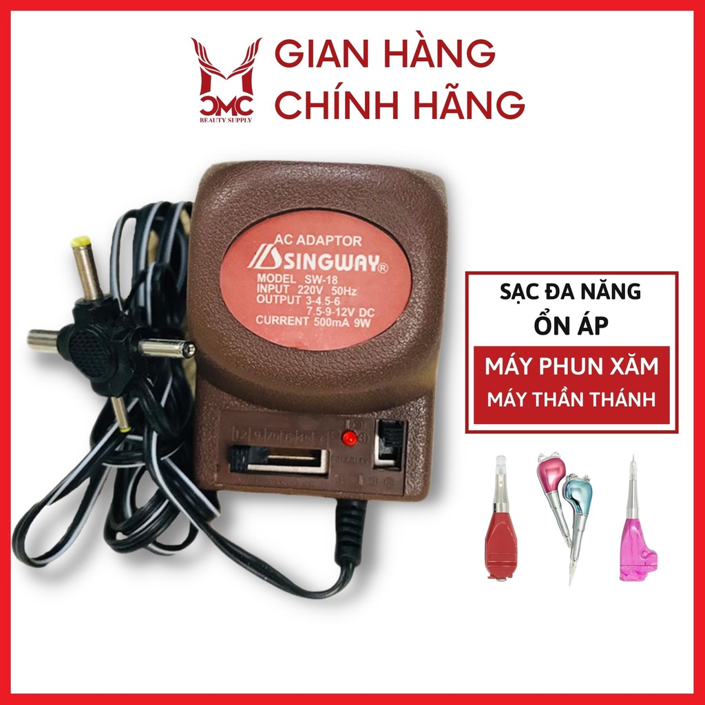 Ổn Áp Máy Phun Xăm Singway Sạc Đa Năng Máy Thần Thánh Đổi Nguồn 220v sang 12v (3/4.5/6/7.5/9/12V) CMC Beauty