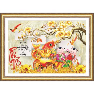 Tranh đính đá Phú Quý Tiểu Đồng Tử 77770 kt70x50cm