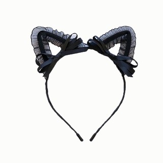 Băng đô tai mèo ren đen Lolita phong cách Gothic – Cài tóc cosplay, chụp ảnh cực xinh-N'Lee House