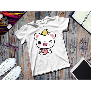 Áo thun in hình animals con thỏ trắng và con chim vàng