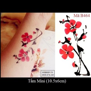 Xăm dán Tattoo hoa lá B464