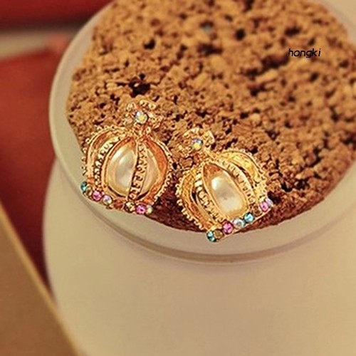 Hoa tai thiết kế hình vương miện đính đá nhân tạo tinh tế thời trang cho nữ