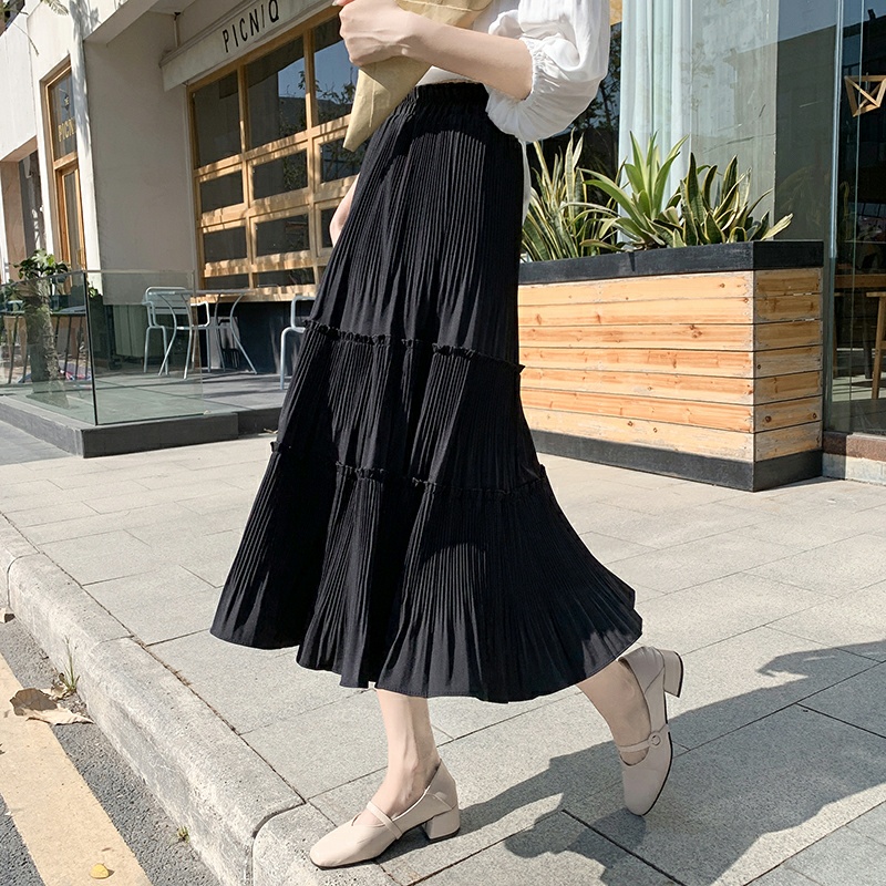 Chân váy dài dập ly, chân váy midi kiểu dáng ulzzang thời trang Hàn Quốc Fmstyle Saigon 21CV01KP1404 | BigBuy360 - bigbuy360.vn