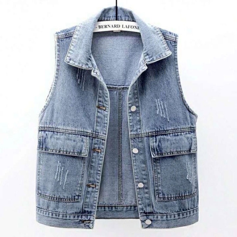 Áo Khoác Denim Sát Nách Dáng Rộng Phối Túi Lớn Đơn Giản Thời Trang Xuân Hè Hàng Mới Dành Cho Bạn Nữ 2021 | BigBuy360 - bigbuy360.vn