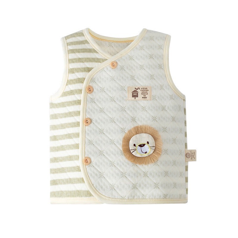 Áo khoác gile trần bông cho bé 0-3 tuổi 100% cotton hữu cơ tự nhiên không chất tẩy nhuộm cực kỳ mềm mại ấm áp