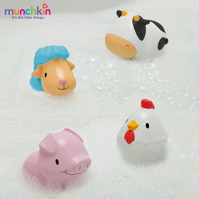 Bộ đồ chơi 4 sinh vật nông trại vui vẻ cho bé Munchkin - Chất liệu cao cấp an toàn cho bé