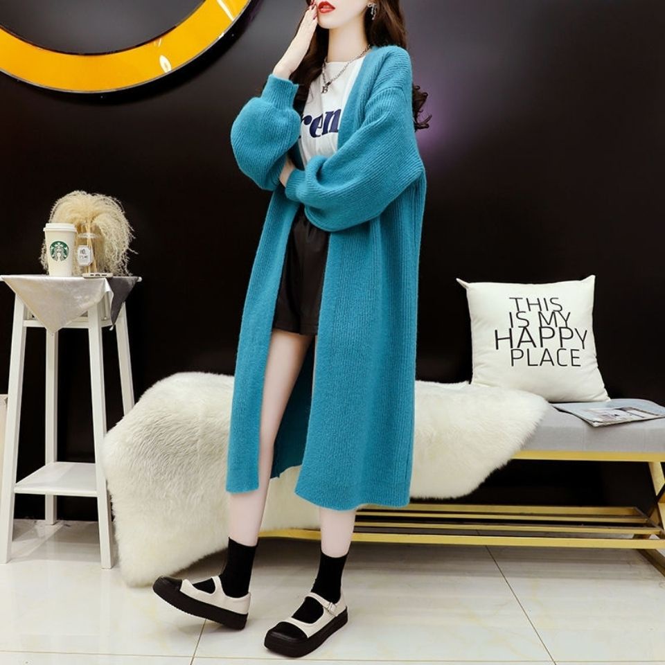 Áo Khoác Len Áo Cardigan Dệt Kim Mặc Ngoài Rộng Rãi Xuân Thu Dáng Dài Vừa Phong Cách Lười Cho Nữ