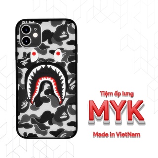 Ốp lưng BAPE cá mập rằn ri ghi xám cho Iphone 5 6 7 8 Plus 11 12 Pro Max X Xr BAPPOD00021