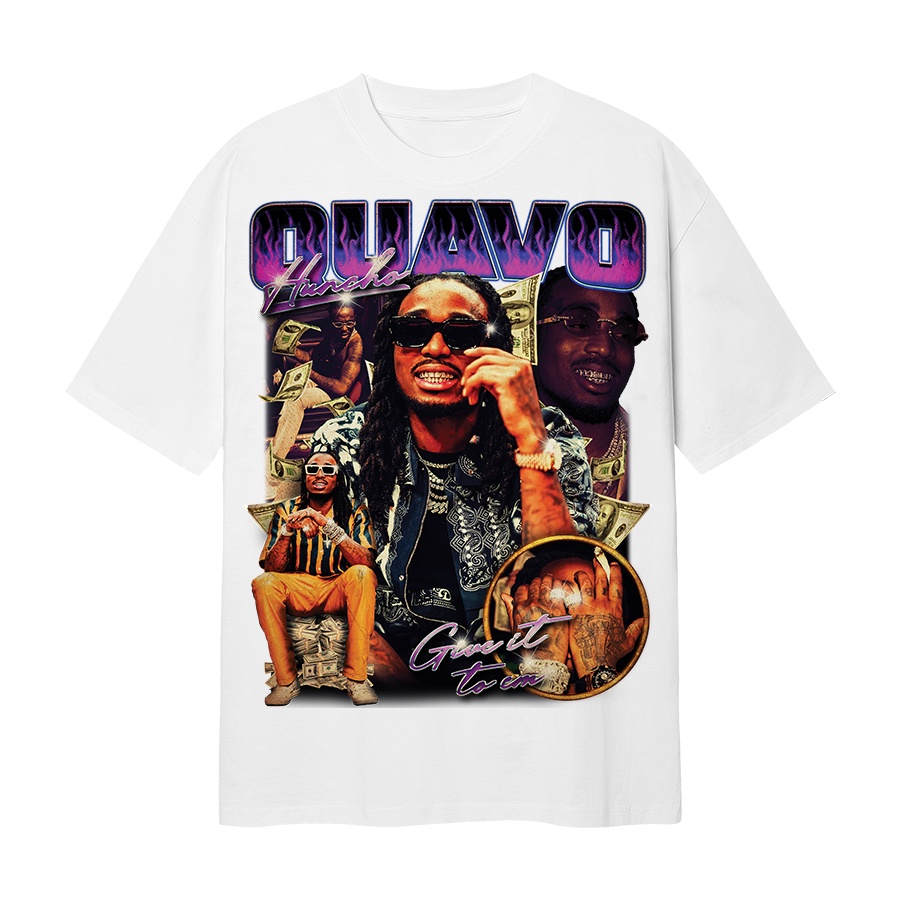 BLANK | Áo Thun QUAVO HUNCHO Tay Lỡ Unisex - Đen/Trắng Cổ Tròn