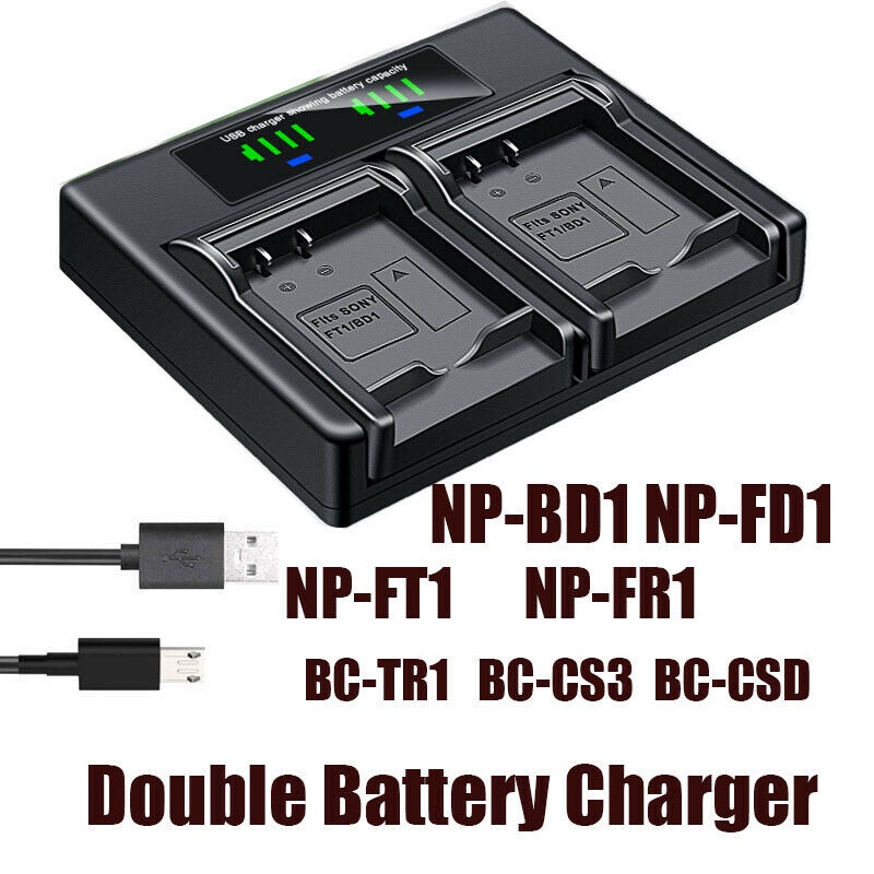 Sạc Pin Kép Cho NP-FR1 FT1 BC-TR1 CS3 Cyber-shot DSC-G1 V3 F88 P100 / L