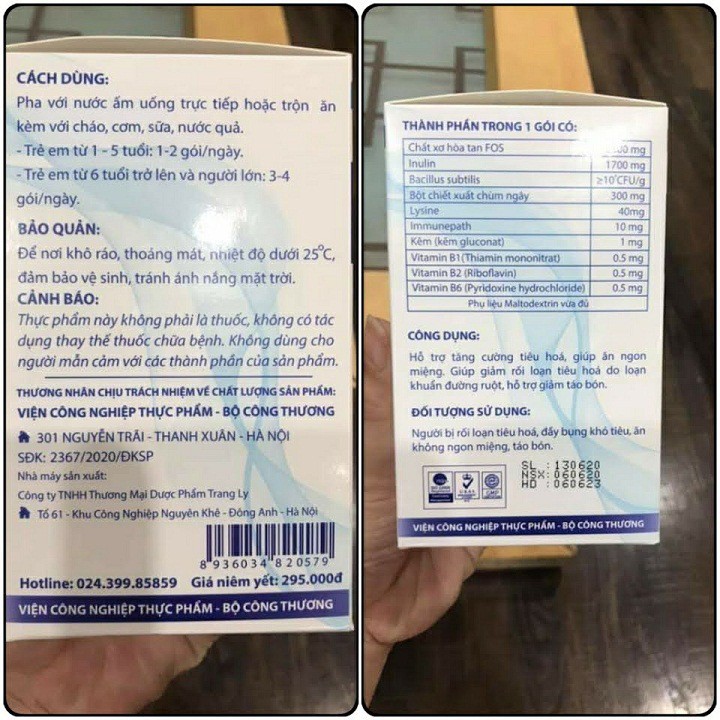 (Tặng 4 gói)[2 hộp] Men hỗ trợ tiêu hóa AZ48-Viện công nghiệp thực phẩm, bé hết táo bón-biếng ăn,hộp 20 gói